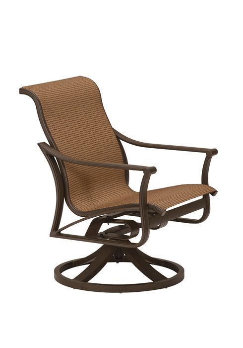 Tropitone 161169 Corsica Sling Swivel Rocker Low Back Aluminum Hauser S Patio - Low Back Swivel Patio Chairs